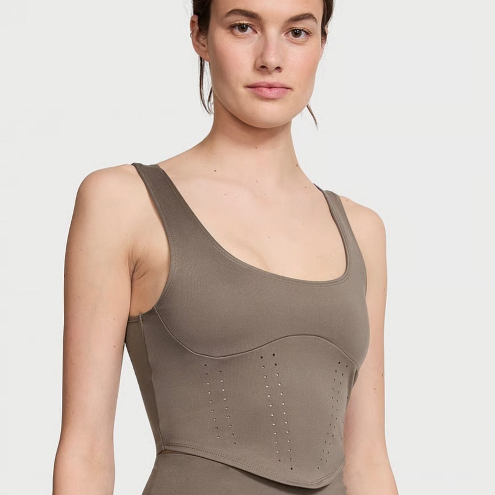 Victoria's Secret Perforated Scoop Tank - Taupe